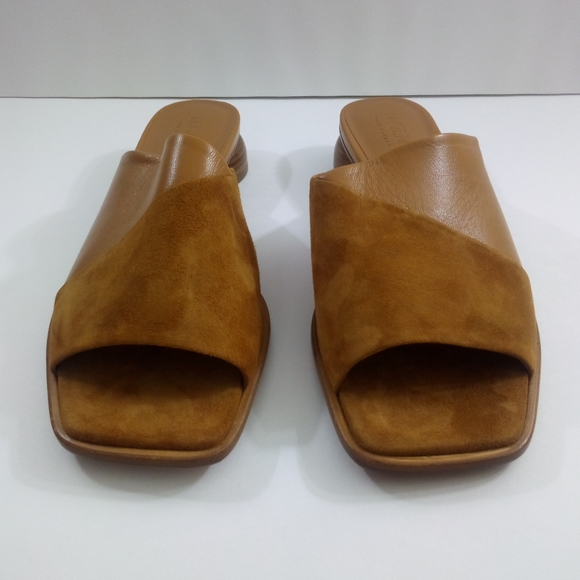 M.Gemi Ilaria Women 8.5 US 39 EU Open Toe Brown Leather Italian Mule Heels - Picture 2 of 9